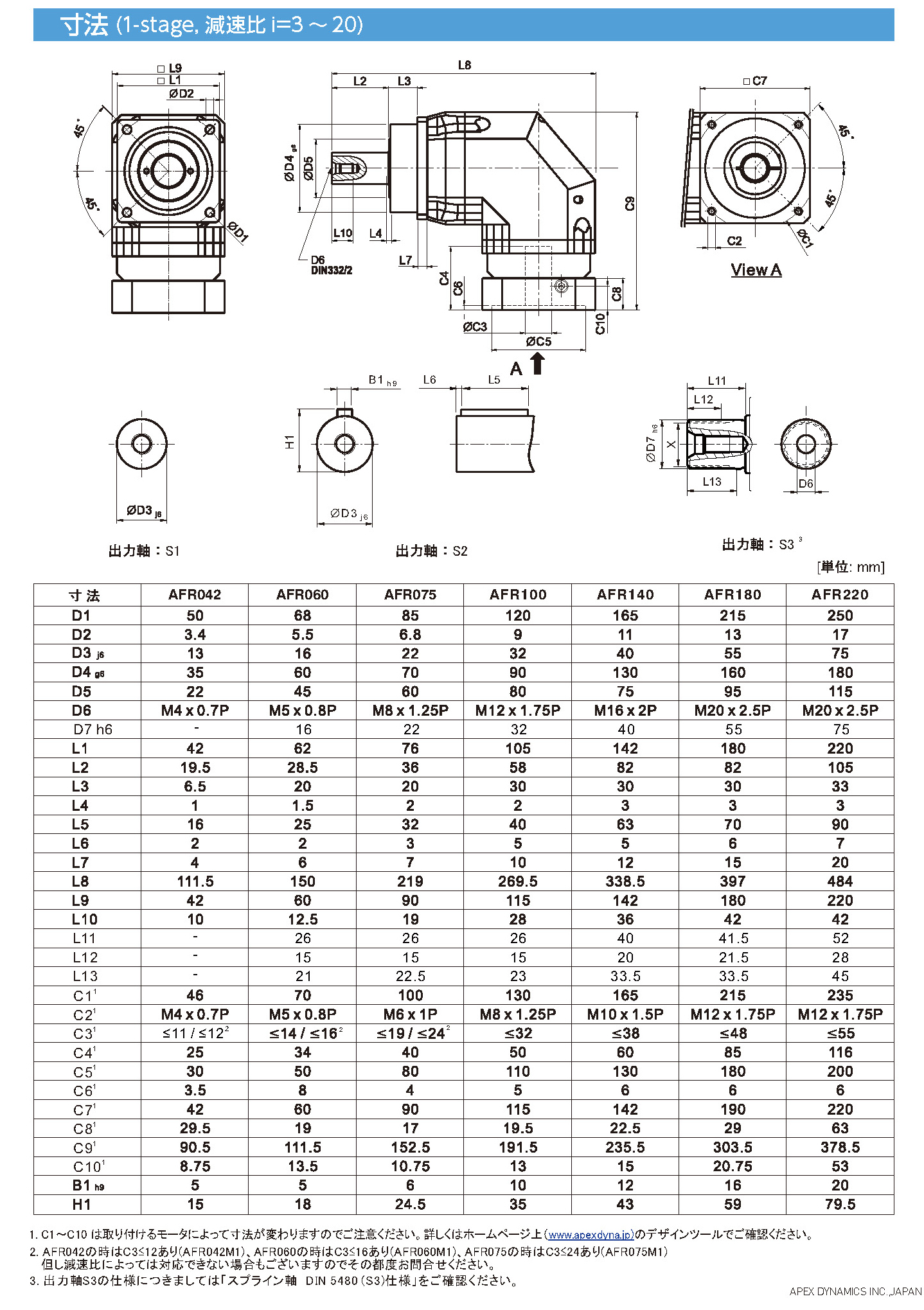 AFシリーズ 寸法図