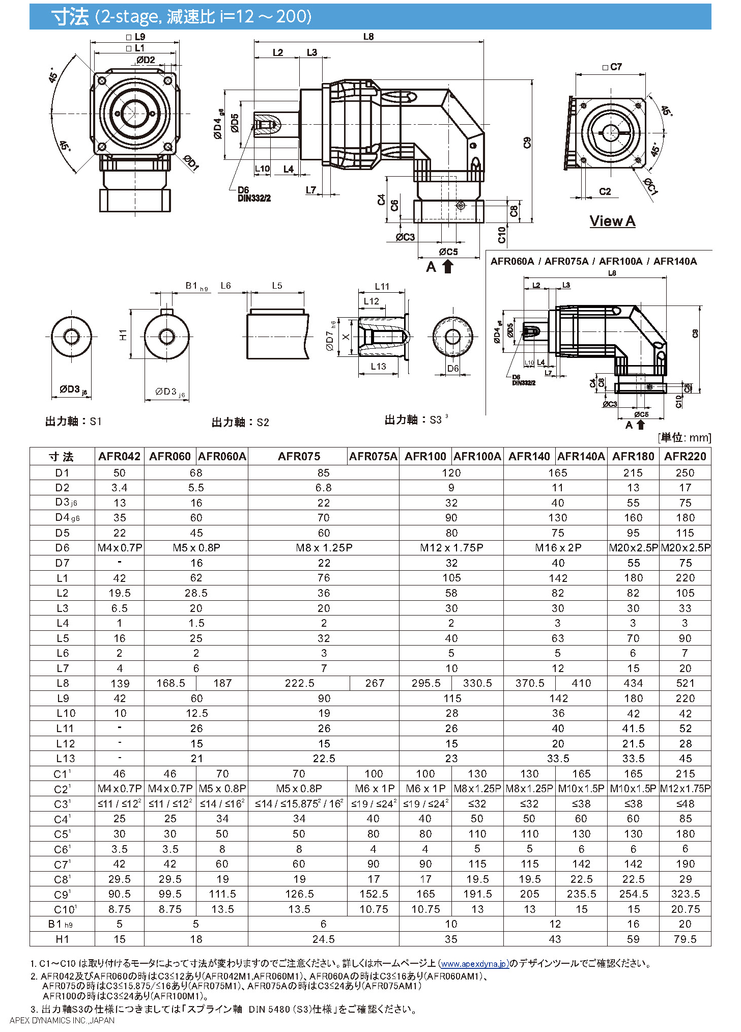 AFシリーズ 寸法図